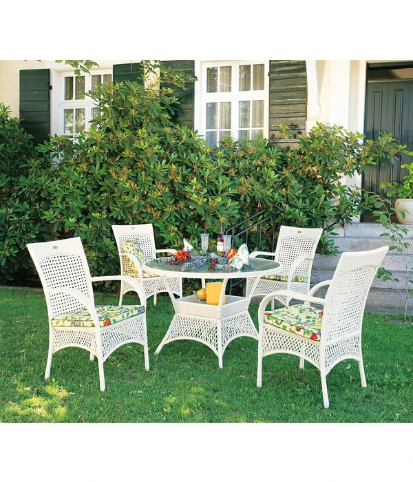 Best Alu-Korbtisch Madelene, Rund, Weiss, Ca. Ø110/H73 Cm 4 Best Alu-Korbtisch Madelene, Rund, Weiss, Ca. Ø110/H73 Cm – Bild 2