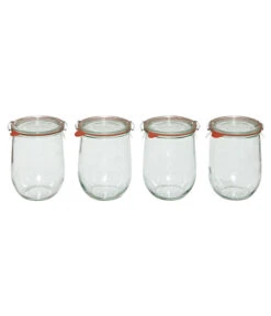 Dehner WECK® Tulpenglas, 1000 Ml, Inkl. Einkochringe & Klammern, 4er-Set -Eleganter Garten 206961 BildD 001 WeckglasWeckglas1LTulpe4St