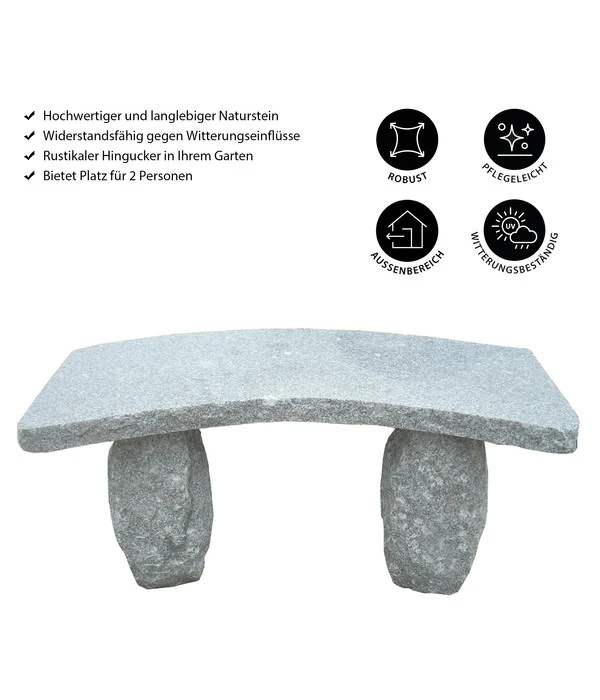 Dehner Granit-Gartenbank, Gebogen, 2-Sitzer 6 Dehner Granit-Gartenbank, Gebogen, 2-Sitzer – Bild 4