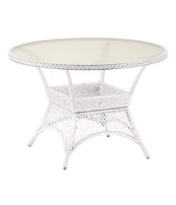 Best Alu-Korbtisch Madelene, Rund, Weiss, Ca. Ø110/H73 Cm