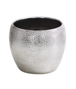 Dehner Keramik-Übertopf Rosella, Bauchig, Silber