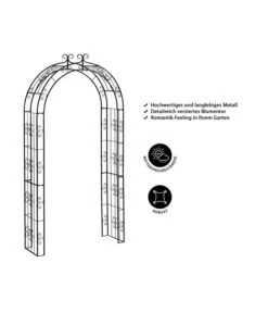 Dehner Metall-Rosenbogen Belmont, Ca. B121,5/H239/T38 Cm -Eleganter Garten 3175064 WE IG 001 DehnerRosenbogenBelmont