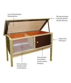 Elmato® Kaninchenstall Iso-Holzheim, Ca. B132/H102/T70 Cm -Eleganter Garten 3444759 WE IG 003 ElmatoNagerheimBahamaMG