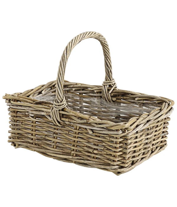 Van Der Leeden Rattan-Korb Mit Henkel, Grau-braun, 40 X 28 X 30 Cm 3 Van Der Leeden Rattan-Korb Mit Henkel, Grau-braun, 40 X 28 X 30 Cm