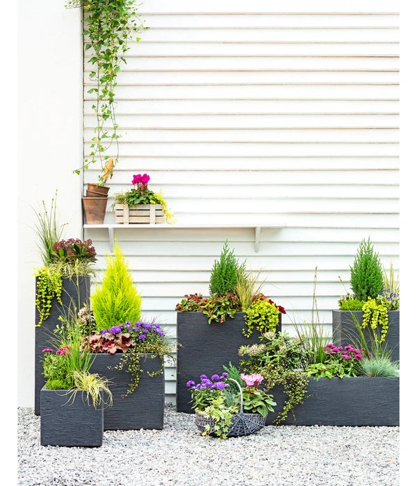 Dehner Kunststoff-Säulentopf Palermo, Eckig 4 Dehner Kunststoff-Säulentopf Palermo, Eckig – Bild 2