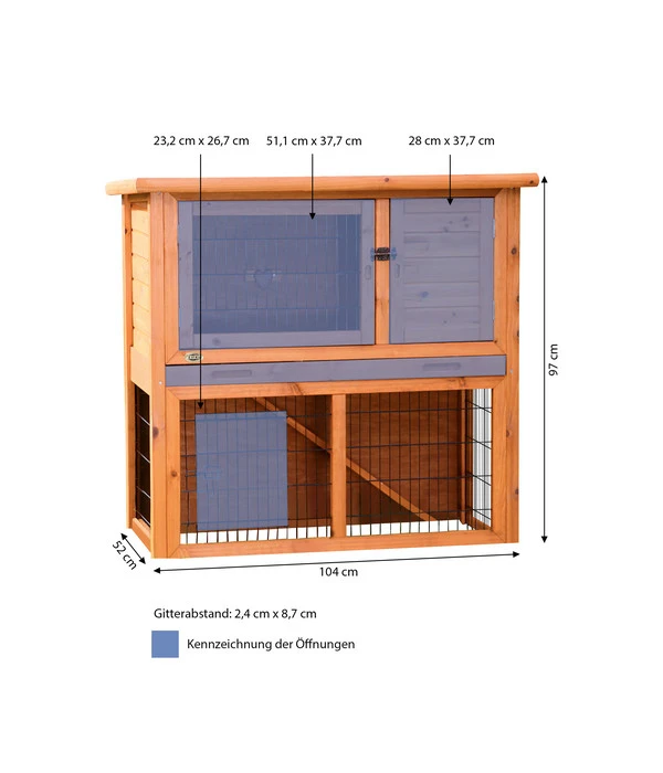 Trixie Natura Kleintierstall Mit Freilaufgehege, Braun, Ca. B104/H97/T52 Cm 5 Trixie Natura Kleintierstall Mit Freilaufgehege, Braun, Ca. B104/H97/T52 Cm – Bild 3