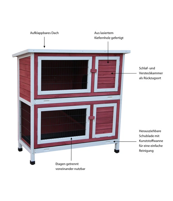 Dehner Kaninchenstall Landhaus, Ca. B114/H116/T57 Cm 4 Dehner Kaninchenstall Landhaus, Ca. B114/H116/T57 Cm – Bild 2