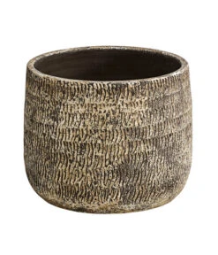 Dehner Keramik-Übertopf Stef, Rund, Braun