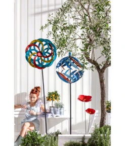 Dehner Metall-Riesen-Windrad, Ca. H184 Cm, Bunt -Eleganter Garten 4210076 4210092 4210621 4210654 WE MO 002 RiesenwindradGlobeGartendekoGartenstabDekostab