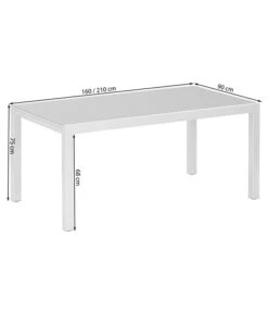 Dehner Ausziehtisch Chicago, Ca. B160-210/H74/T90 Cm -Eleganter Garten 4210381 WE DE 002 SkizzeTischChicago