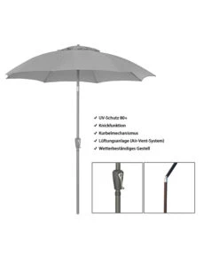 Dehner Sonnenschirm Kos, Rund, Ca. Ø220 Cm 14 Dehner Sonnenschirm Kos, Rund, Ca. Ø220 Cm -Eleganter Garten 4211801 WE FS 003 InfografikDehnerSonnenschirmKos