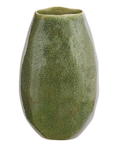 Dehner Keramik-Vase Linn, Bauchig, Dunkelgrün