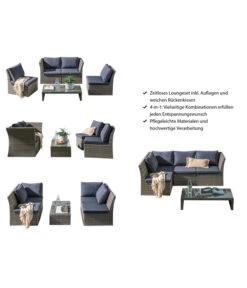 Dehner Geflecht-Lounge Rom, 4-teilig -Eleganter Garten 4407334 WE IG 001 DehnerGeflechtloungeRom