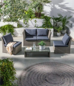 Dehner Geflecht-Lounge Rom, 4-teilig -Eleganter Garten 4407334 WE MO 001 DehnerGeflechtLoungeRomNEU