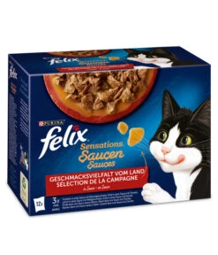 PURINA Felix® Nassfutter Für Katzen Sensations Saucen Geschmacksvielfalt Vom Land