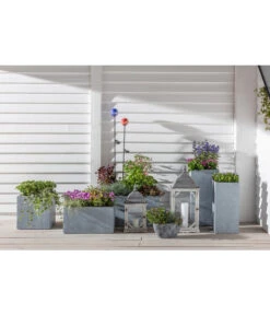 Dehner Leichtbeton-Topf Manchester, Quadratisch -Eleganter Garten 4410122 WE MO 001 SolardekostabAzzurroRosso