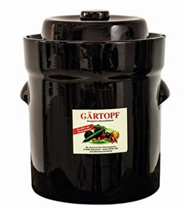 Ton-Gärtopf, Dunkelbraun Glasiert 3 Ton-Gärtopf, Dunkelbraun Glasiert