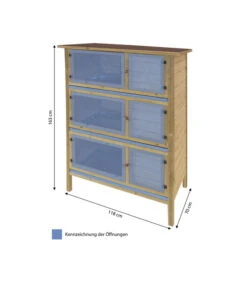 Elmato® Kaninchenstall Bavaria King, 3-stöckig, Ca. B118/H163/T70 Cm -Eleganter Garten 5251608 WE BG 001 ElmatoKaninchenheimBavaria3stoeckigMG