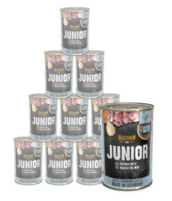 BELCANDO® Nassfutter Für Hunde Junior, Geflügel & Ei, 12 X 400 G