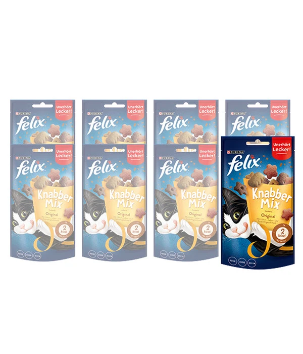 PURINA Felix® Katzensnack KnabberMix Original, 8 X 60 G 3 PURINA Felix® Katzensnack KnabberMix Original, 8 X 60 G