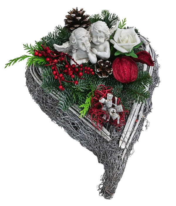 Grabgesteck, Herzförmig, Rot, Ca. B30/H25/T20 Cm 3 Grabgesteck, Herzförmig, Rot, Ca. B30/H25/T20 Cm