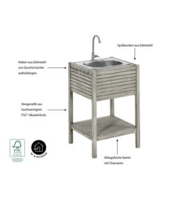 Dehner Spülschrank Southampton, Ca. B50/H90/T50 Cm -Eleganter Garten 6713762 WE IG 001 SpuelschrankSouthamptonNEU