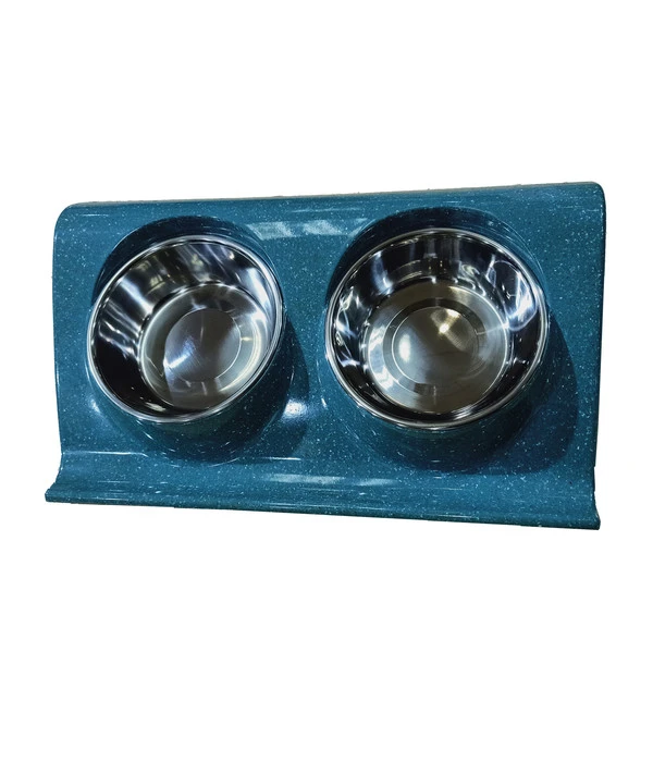 Dehner Doppel-Melaminnapf, Silber/blau 5 Dehner Doppel-Melaminnapf, Silber/blau – Bild 3