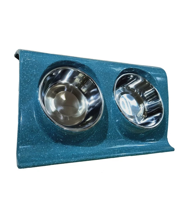 Dehner Doppel-Melaminnapf, Silber/blau 3 Dehner Doppel-Melaminnapf, Silber/blau