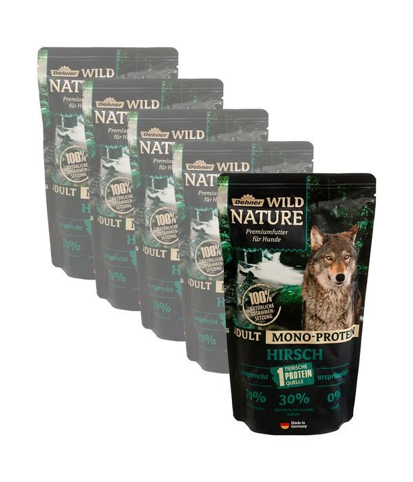 Dehner Wild Nature Nassfutter Für Hunde Mono-Protein Adult, Hirsch, 5 X 500 G 3 Dehner Wild Nature Nassfutter Für Hunde Mono-Protein Adult, Hirsch, 5 X 500 G