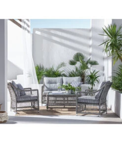 Dehner Geflechtlounge Santos, 4-teilig 19 Dehner Geflechtlounge Santos, 4-teilig -Eleganter Garten 6875074 WE MO 001 LoungeSantosNEU