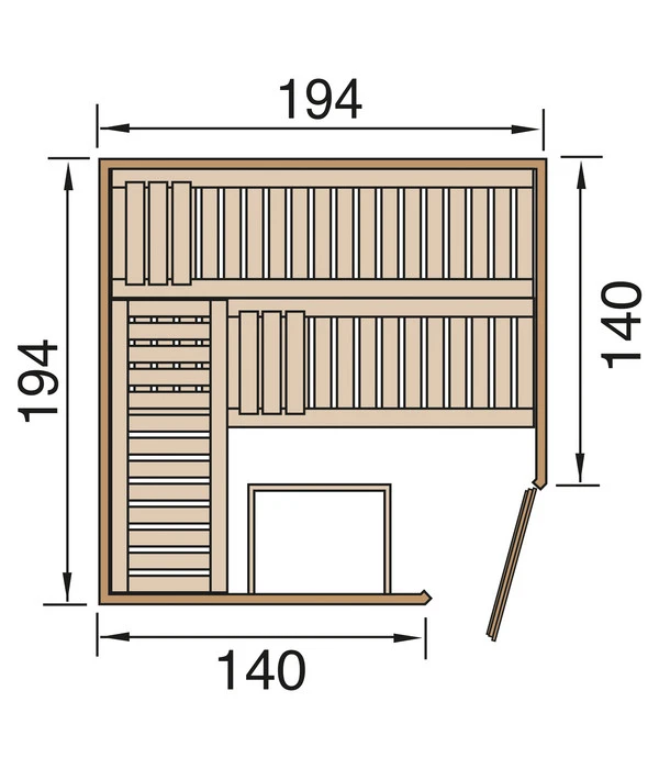 Weka Ecksauna Varberg Mit Holztür, Ca. B194/H199/T194 Cm 7 Weka Ecksauna Varberg Mit Holztür, Ca. B194/H199/T194 Cm – Bild 5