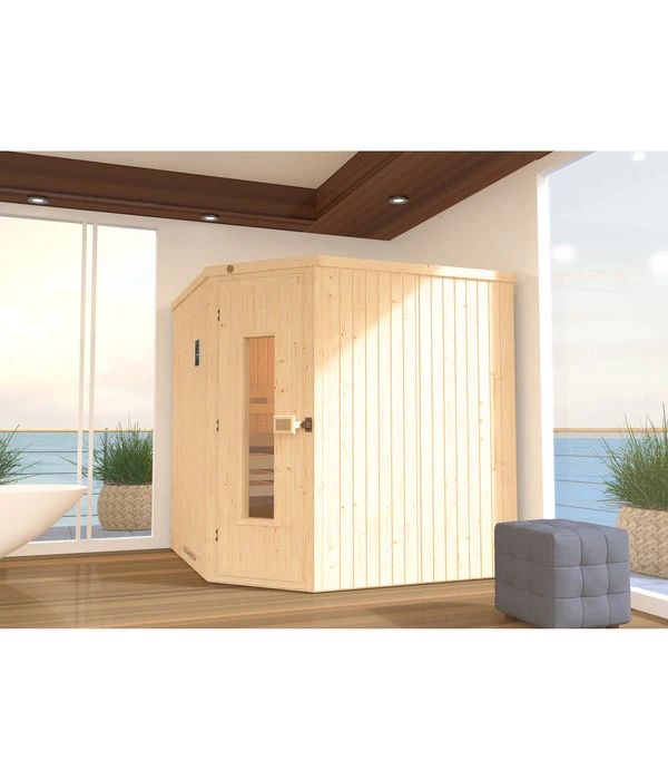 Weka Ecksauna Varberg Mit Holztür, Ca. B194/H199/T194 Cm 5 Weka Ecksauna Varberg Mit Holztür, Ca. B194/H199/T194 Cm – Bild 3