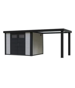 Wolff Finnhaus Metallgerätehaus Eleganto 3024, Inkl. Seitendach Rechts, Ca. B602/H227/T259 Cm