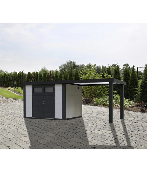 Wolff Finnhaus Metallgerätehaus Eleganto 3024, Inkl. Seitendach Rechts, Ca. B602/H227/T259 Cm 4 Wolff Finnhaus Metallgerätehaus Eleganto 3024, Inkl. Seitendach Rechts, Ca. B602/H227/T259 Cm – Bild 2