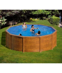 Summer Fun Stahlwandpool-Set, Rund, Holz-Dekor