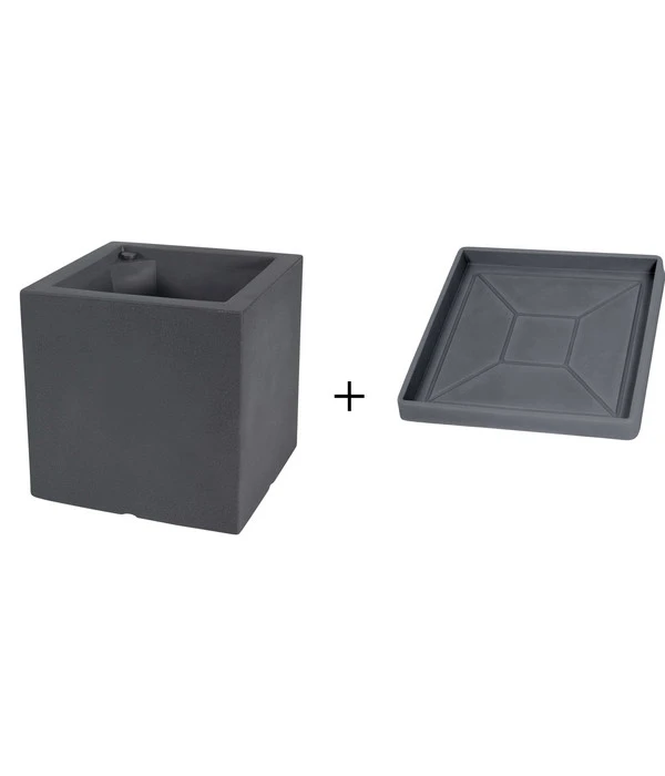 Farmet New Doppelwandiger Kunststoff-Kübel Atlantis, Quadratisch, Dunkelgrau, Inkl. Untersetzer 3 Farmet New Doppelwandiger Kunststoff-Kübel Atlantis, Quadratisch, Dunkelgrau, Inkl. Untersetzer