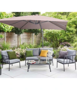 Siena Garden Ampelschirm California N+, Quadratisch, Ca. B250/T250 Cm -Eleganter Garten 6987945 WE MO 001 SienaGardenAmpelschirm250x250cmTaupe